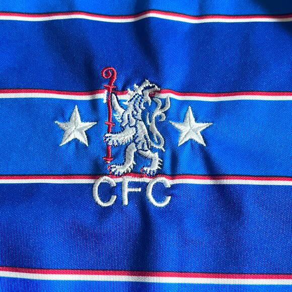Chelsea FC Score Draw Official Retro Blue Striped CFC Soccer Jersey Men’s Large - Picture 5 of 7